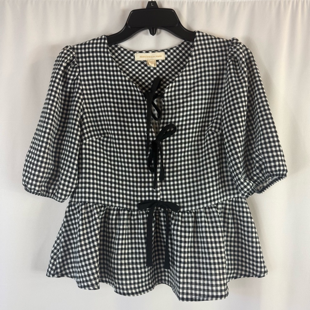 🌻🌻 Monteau Checkered Puff Sleeve Blouse 🌻🌻